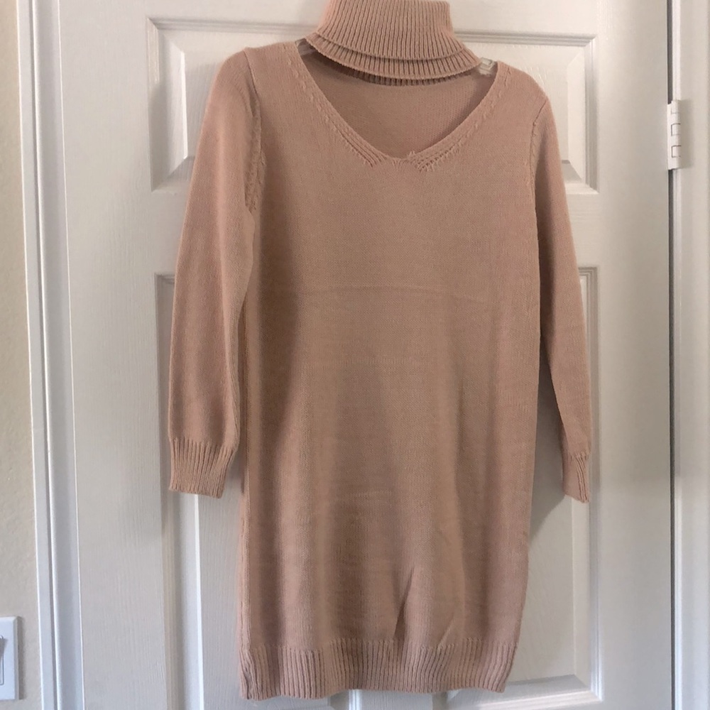 Turtleneck Cut-Out Sweater Dress
